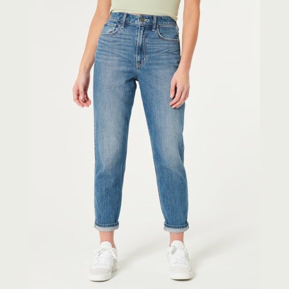 HOLLISTER - ULTRA HIGH-RISE MOM JEANS | HOLLISTER VINTAGE STRETCH | MEDIUM WASH - Picture 1 of 7